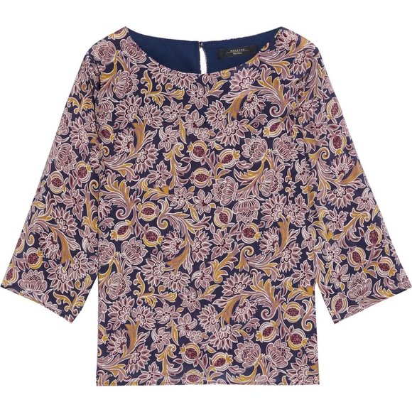 Tシャツ・カットソー Weekend Max Mara ADONE - Crewneck blouse in crepe de Chine Crepe de chine crew-neck blouse, light blue | Weekend Max Mara